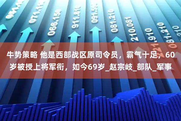 牛势策略 他是西部战区原司令员,霸气十足,60岁被授上将军衔,如今69岁_赵宗岐_部队_军事